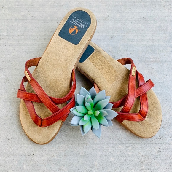 G.H. Bass & Co. Shoes - Vintage Bass Sunjuns Brown Leather Strappy Sandals